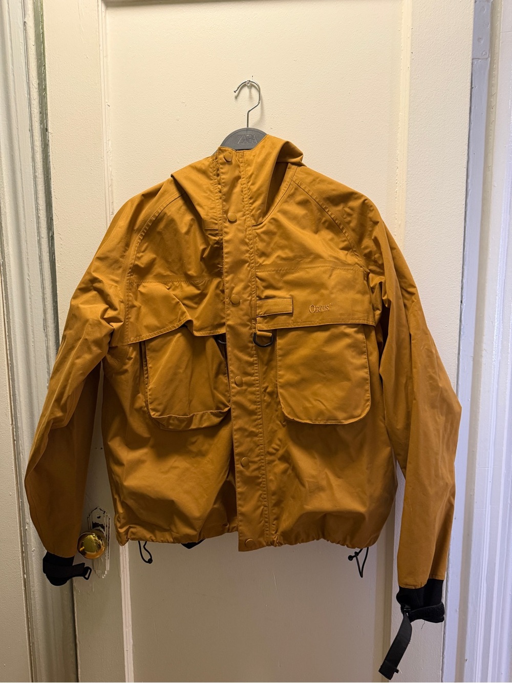 Orvis Men's Mustard Hooded Rain Jacket